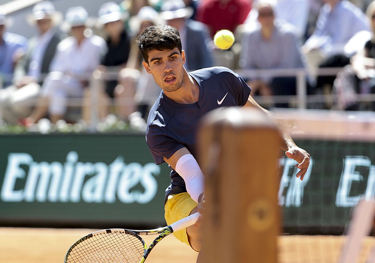 Carlos Alcaraz, durante su partido ante Sinner