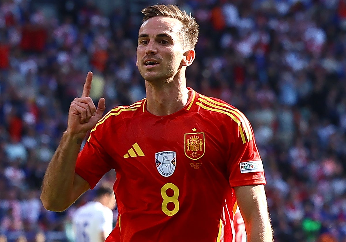 Fabián celebra su gol ante Croacia