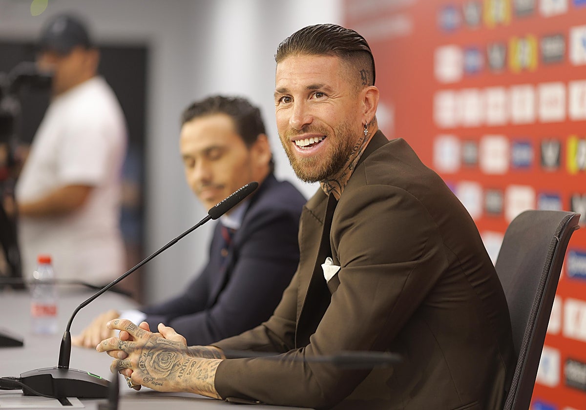 Sergio Ramos, durante la rueda de prensa de su despedida en el Sánchez-Pizjuán