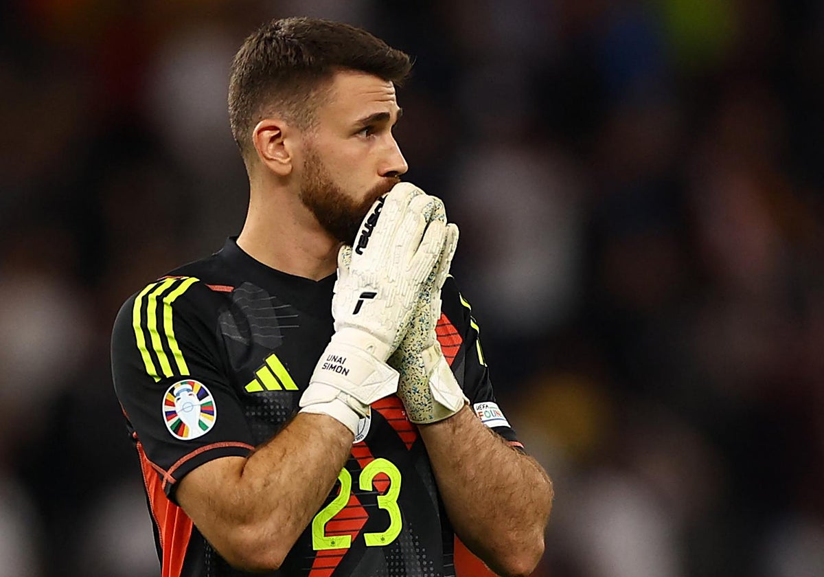 Unai Simón, durante la final de la Eurocopa ante Inglaterra