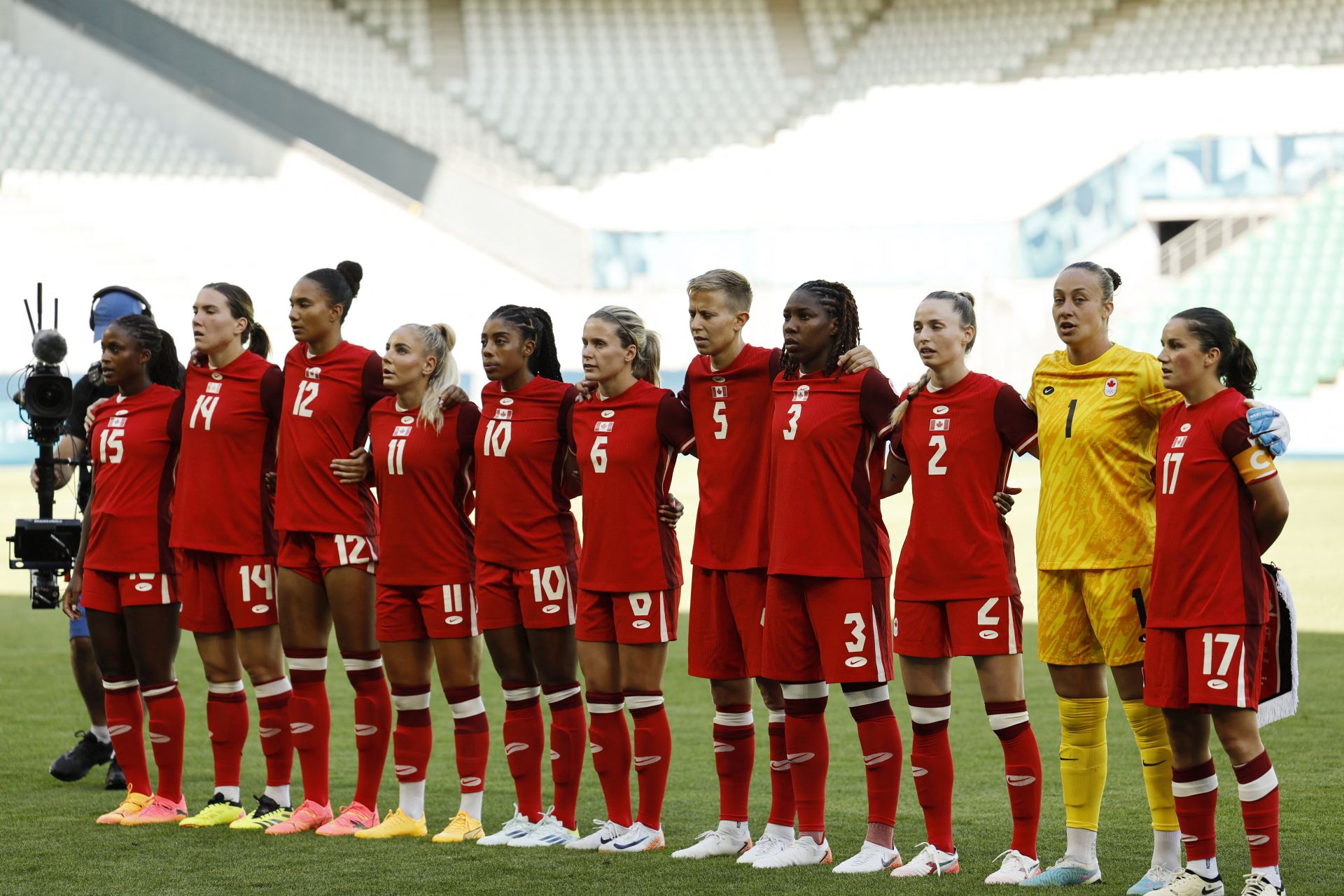 Imagen del once titular del último partido de la selección canadiense disputado ante Nueva Zelanda con el resultado a favor de 2-1