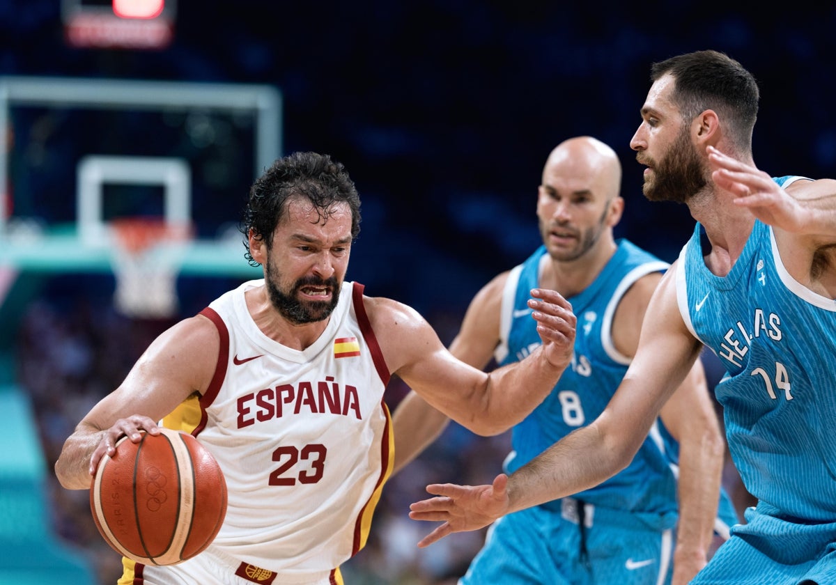 Sergio Llull en el partido ante la selección de Grecia