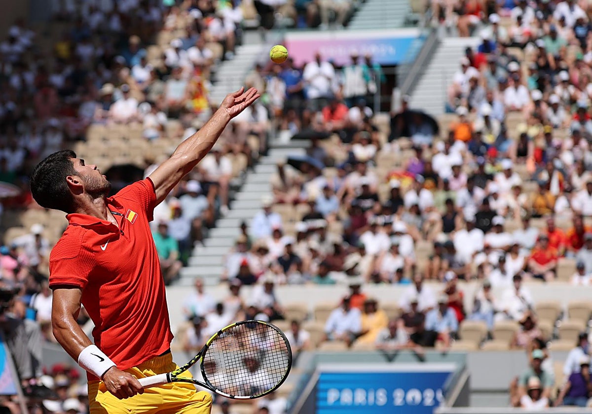 Alcaraz, durante su partido contra Safiullin