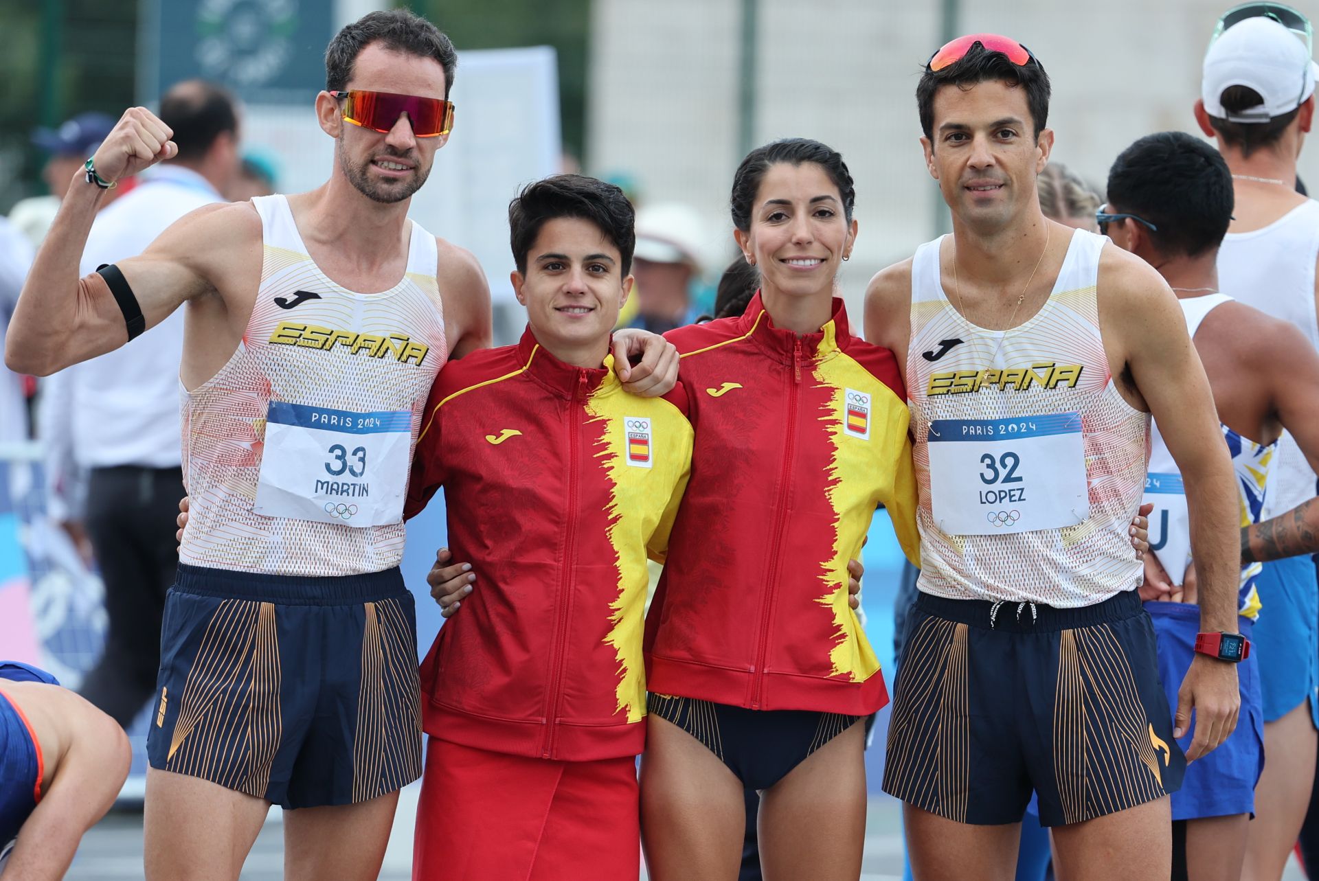 Las dos parejas españolas, antes del inicio de la prueba
