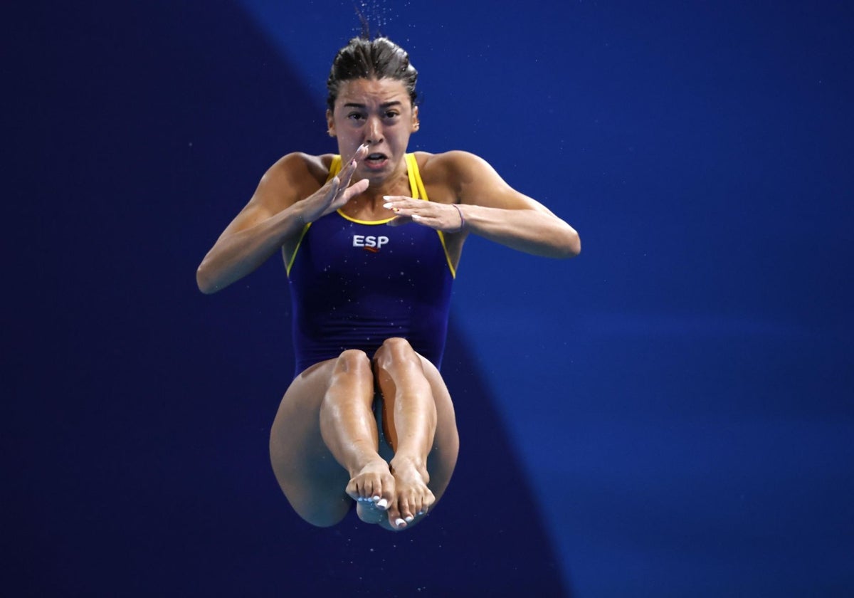 Valeria Antolino, durante la final de salto de trampolín