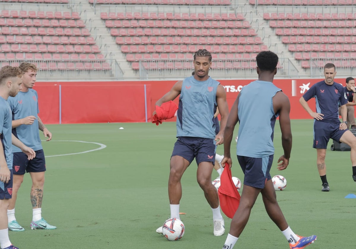 Badé, durante el entrenamiento del jueves