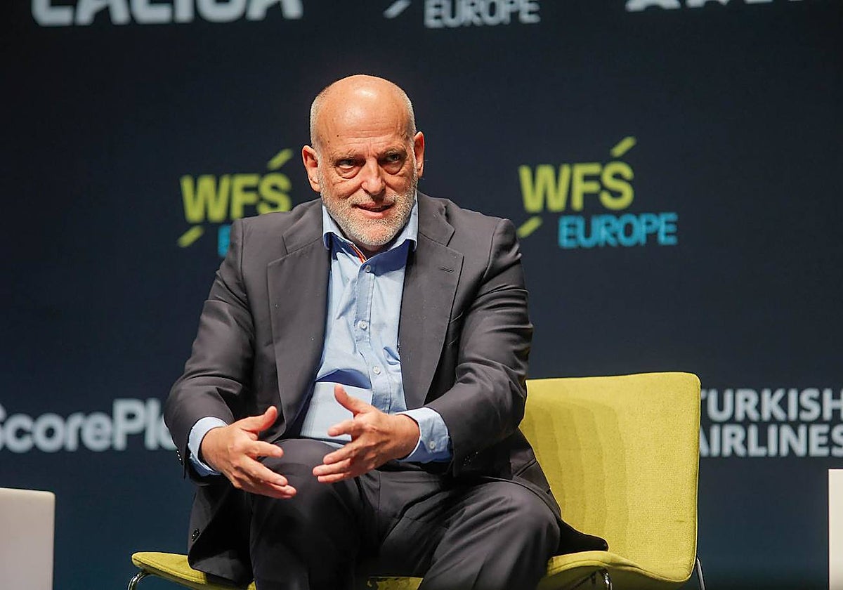 El presidente de la Liga, Javier Tebas, en un acto en Sevilla esta semana