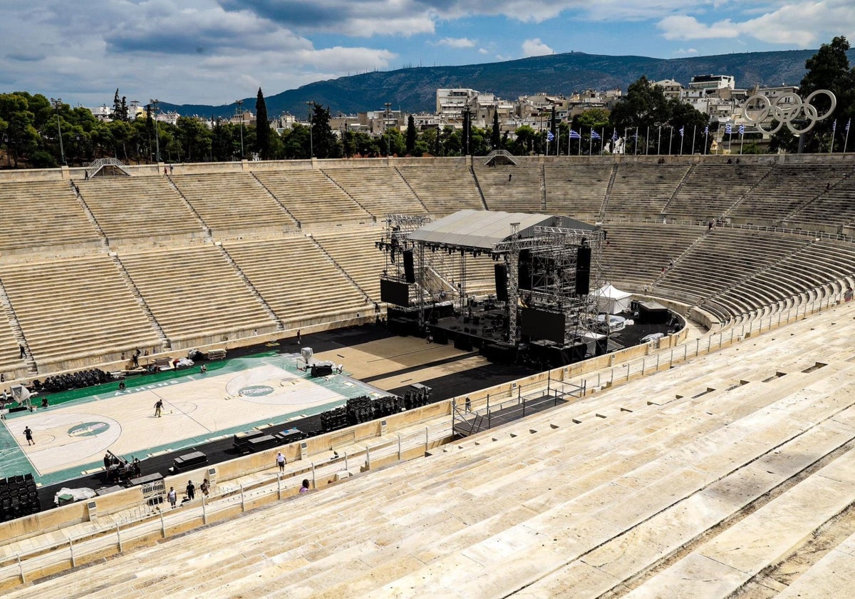 El estadio del Panathinaikó, listo para acoger el torneo de baloncesto