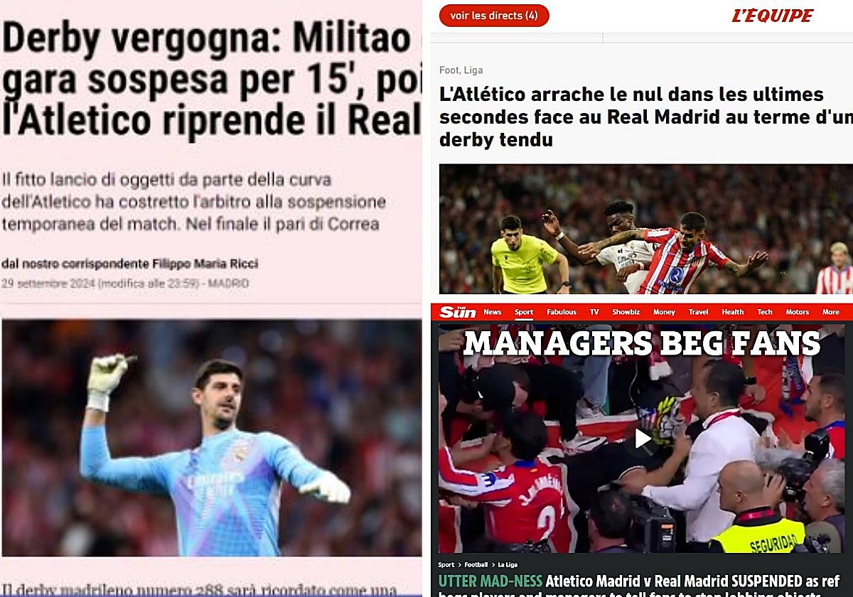 La «vergüenza» del derbi madrileño del Metropolitano salta a los medios internacionales