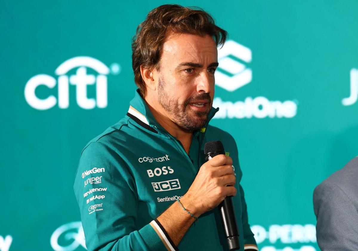 Fernando Alonso, durante un evento de Aston Martin