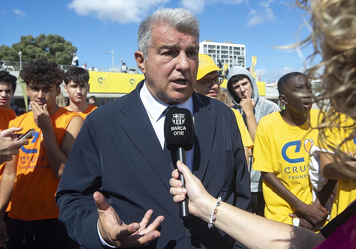 Joan Laporta, durante su visita a la Fundación Cruyff