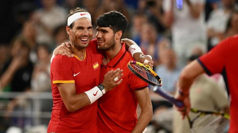 Rafa Nadal junto a Carlos Alcaraz, en la Philippe Chartier en los Juegos Olímpicos