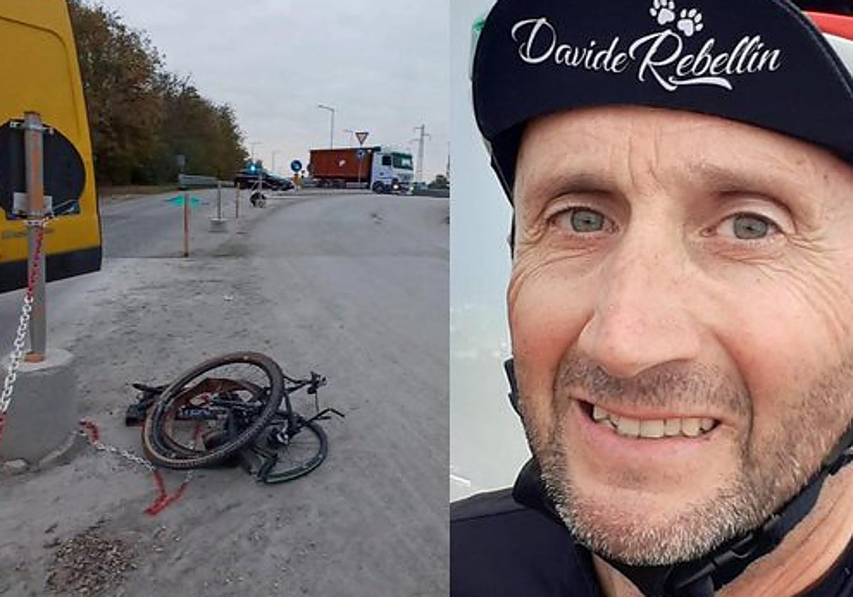 La bicicleta de Rebellin tras el atropello mortal