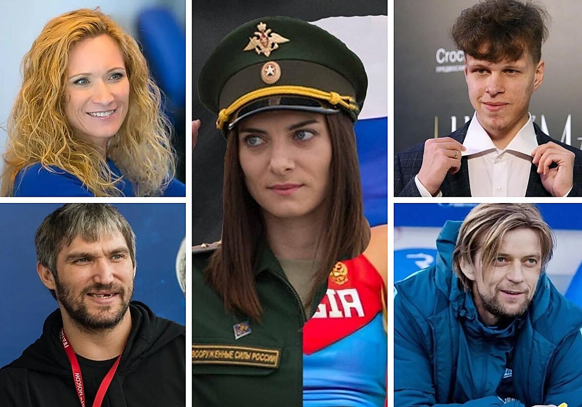 De izda a dcha, María Kiseleva, Alexander Ovechkin, Yelena Isinbáyeva, Vladislav Artémiev y Anatoly Tymoschuk