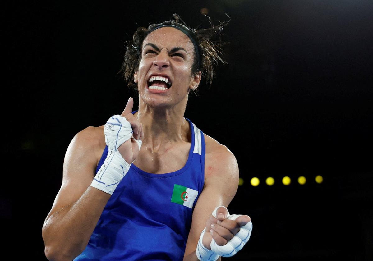 La boxeadora argelina Imane Khelif, durante los Juegos de París.