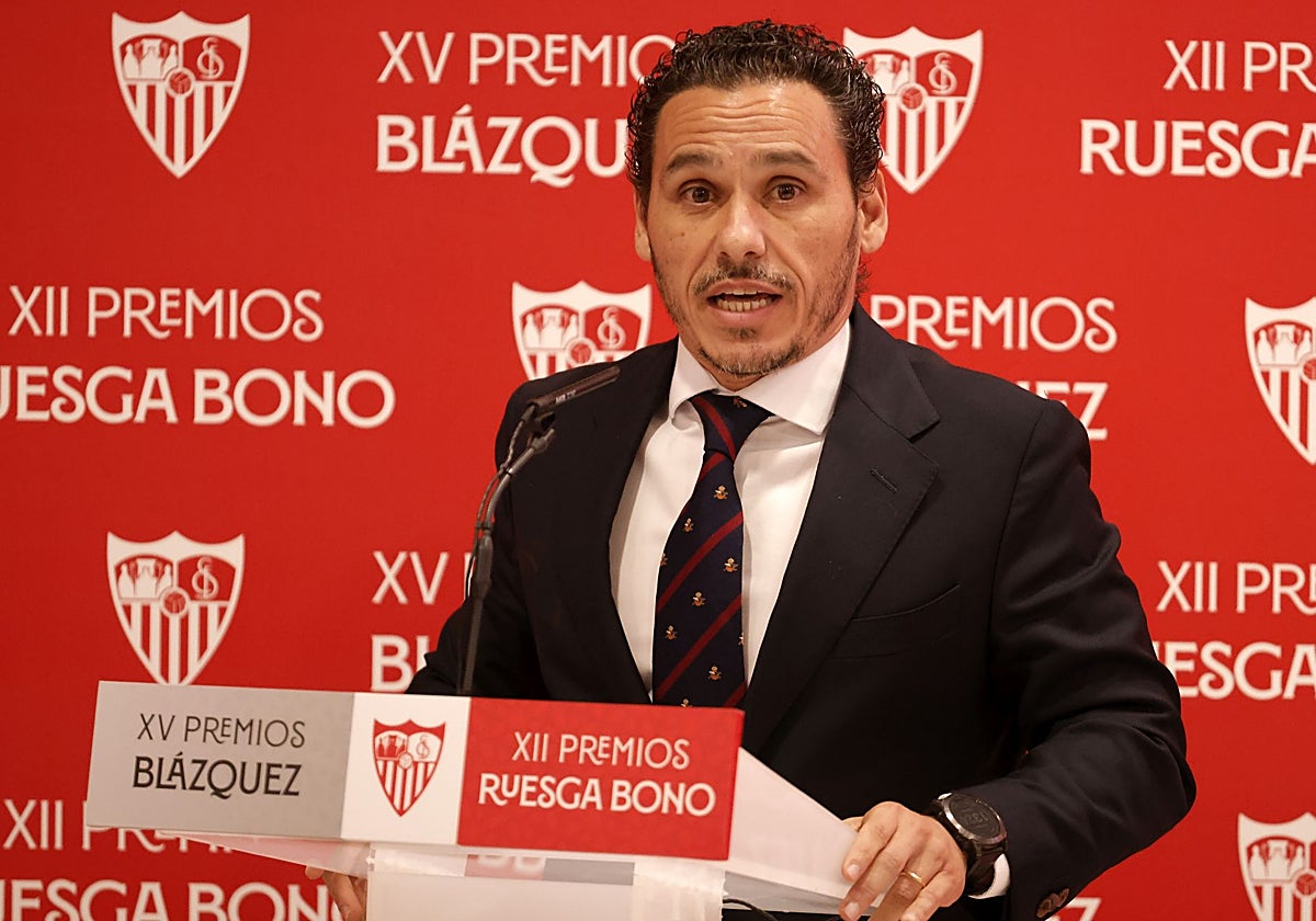 El presidente del Sevilla FC, José María del Nido Carrasco, durante la entrega de los premios Blázquez