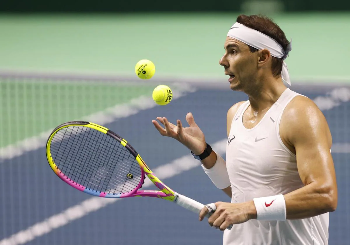 Rafa Nadal, entrenando en Málaga