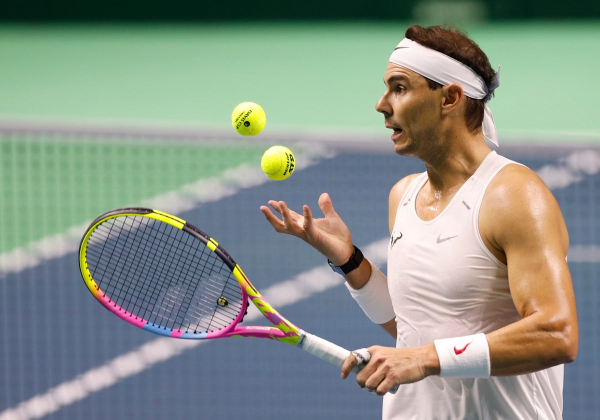 Rafael Nadal, durante un entrenamiento en la Copa Davis