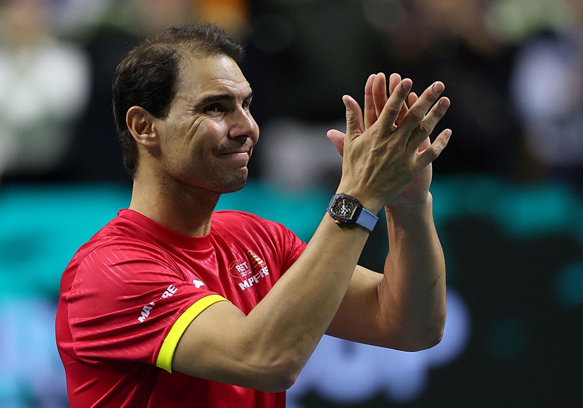 Rafa Nadal, durante su homenaje de despedida