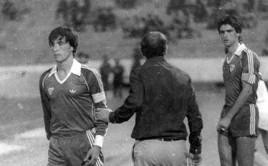 Pablo Blanco and Antonio Álvarez in a match with Sevilla