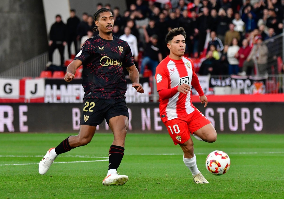 Badé, durante el partido ante el Almería del pasado sábado