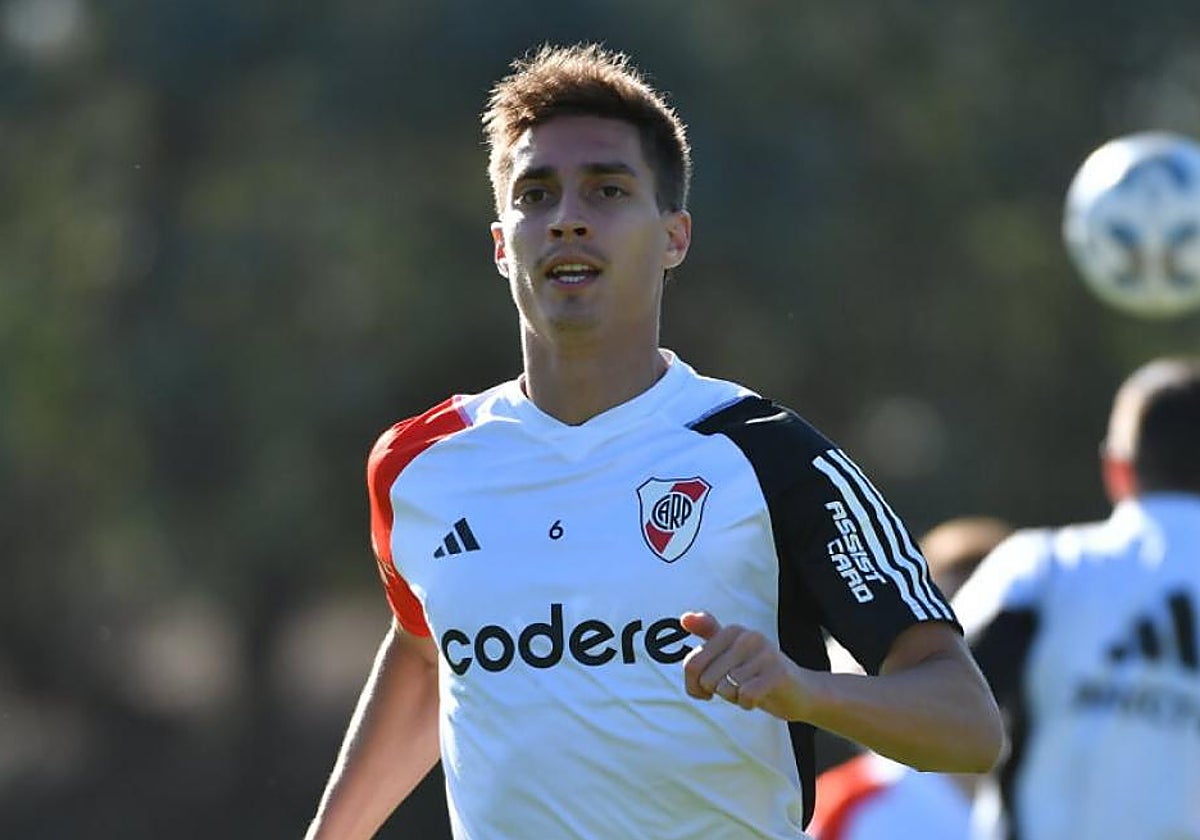 Fede Gattoni, en un entrenamiento de River Plate