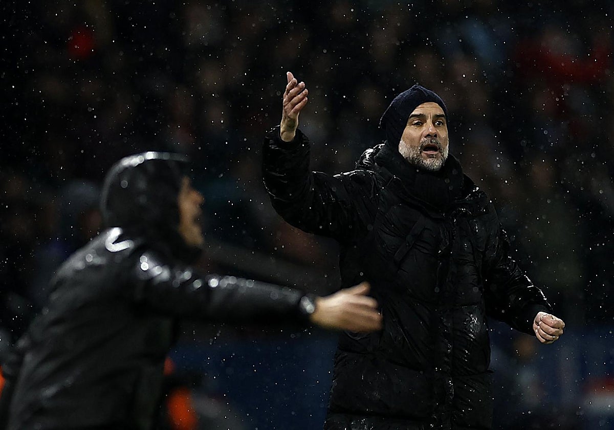 Luis Enrique y Guardiola, durante el PSG-Manchester City