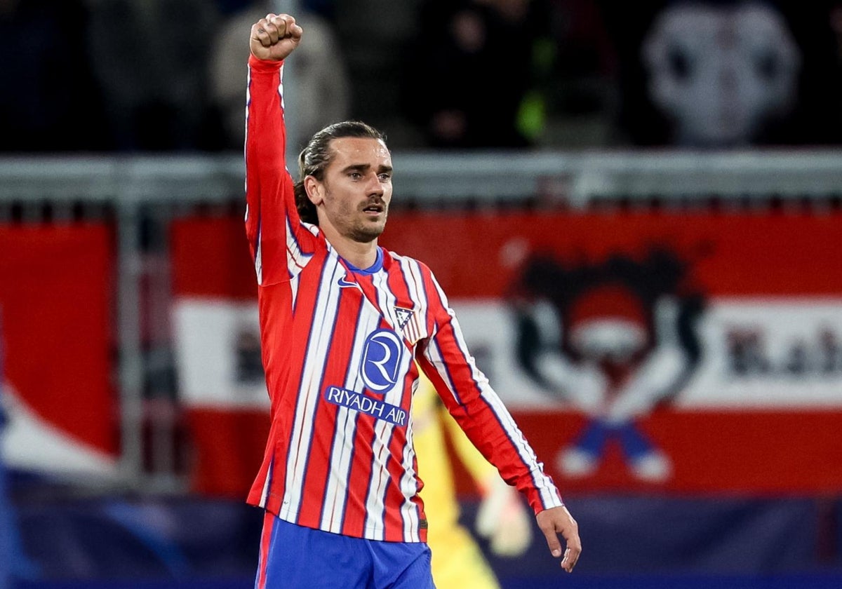 Griezmann celebra el primero de sus dos goles ante el Slazburgo
