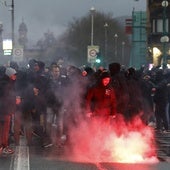 Ultras del PAOK griego, este jueves en San Sebastián