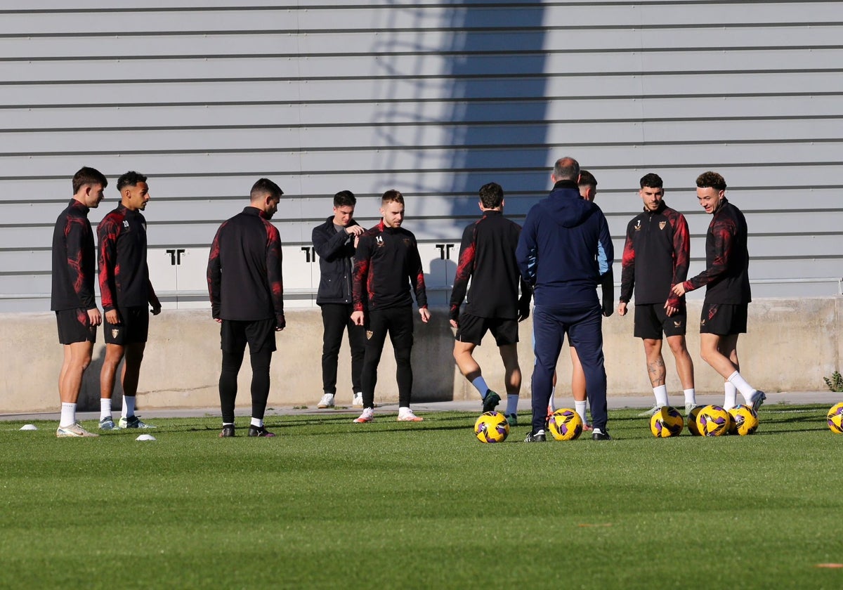 Imagen del último entrenamiento del Sevilla antes de visitar al Getafe