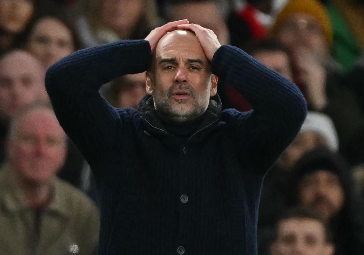 Guardiola durante el Arsenal - Manchester City (5-1)