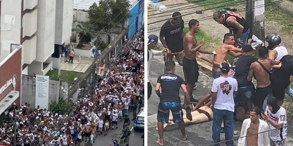 Salvajes imágenes: hordas de ultras siembran el terror por las calles de Recife