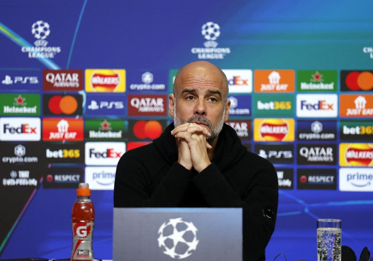 Pep Guardiola, durante su comparecencia