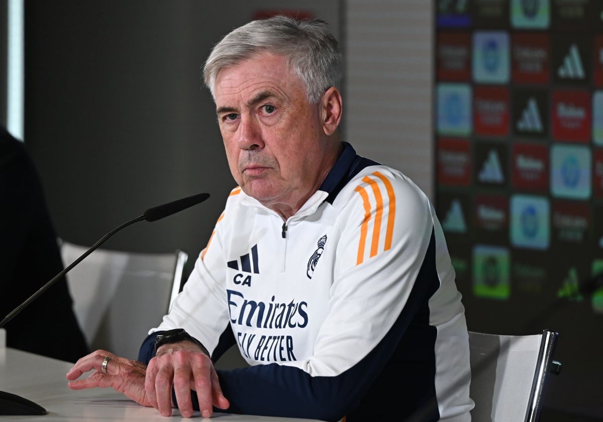 Carlo Ancelotti, en la rueda de prensa previa al Betis - Madrid de mañana en el Villamarín