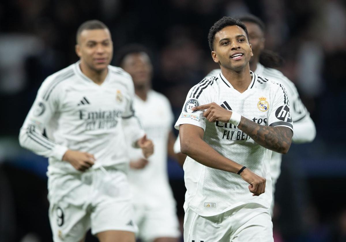 Rodrygo, tras marcar el primer gol del partido