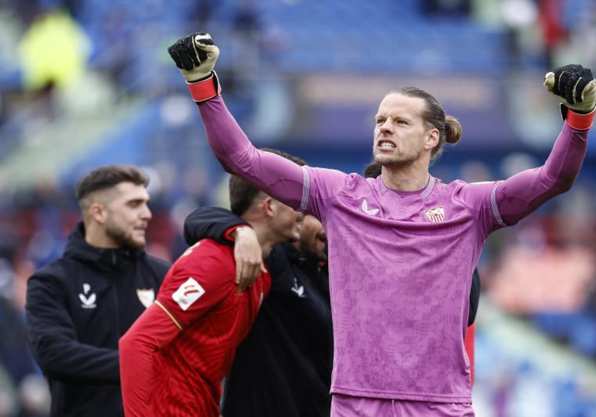 Orjan Nyland en su partido contra el Getafe el pasado 30 de marzo de 2024