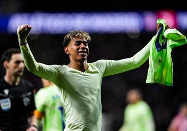 Lamine Yamal celebra su gol ante el Atlético de Madrid