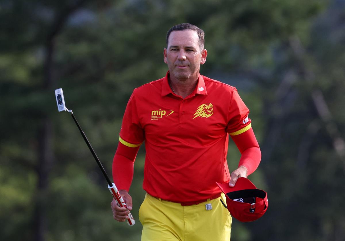 Sergio García en el green del hoyo 18 tras terminar su primera ronda