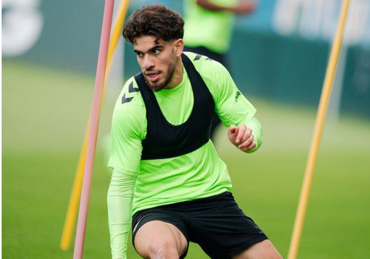 Abde, en el entrenamiento del Betis de este lunes