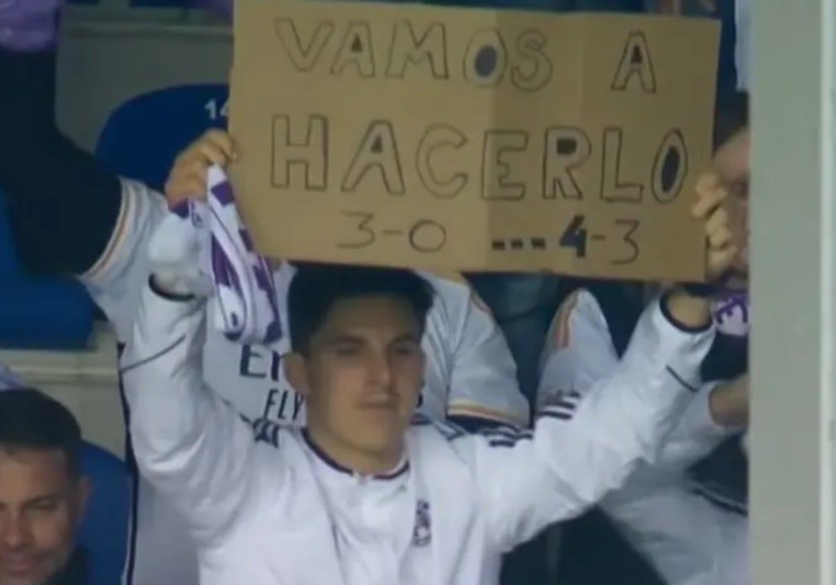 Aficionado del Madrid en Mendizorroza el pasado domingo