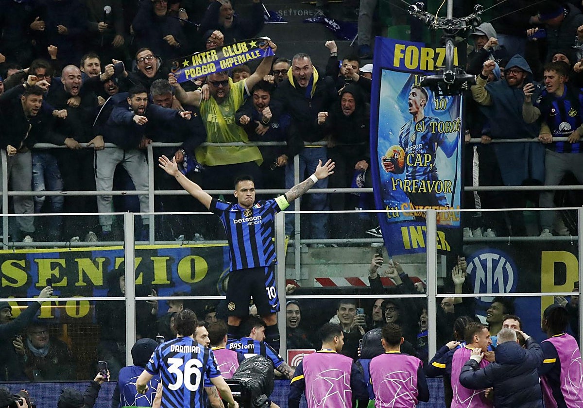Lautaro celebra su gol ante el Bayern
