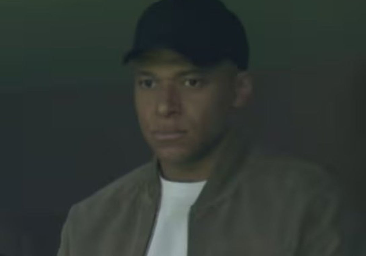 Mbappé, en un palco del Bernabéu
