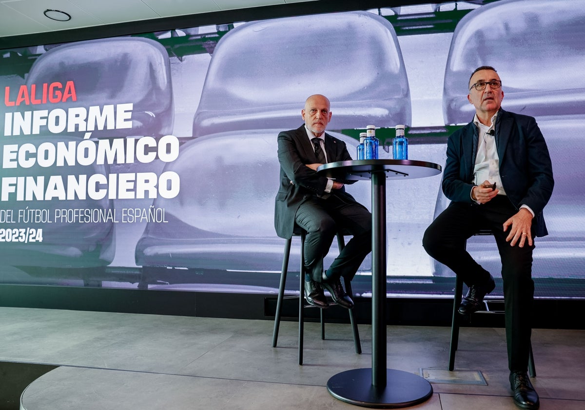 Javier Tebas, junto a Javier Gómez