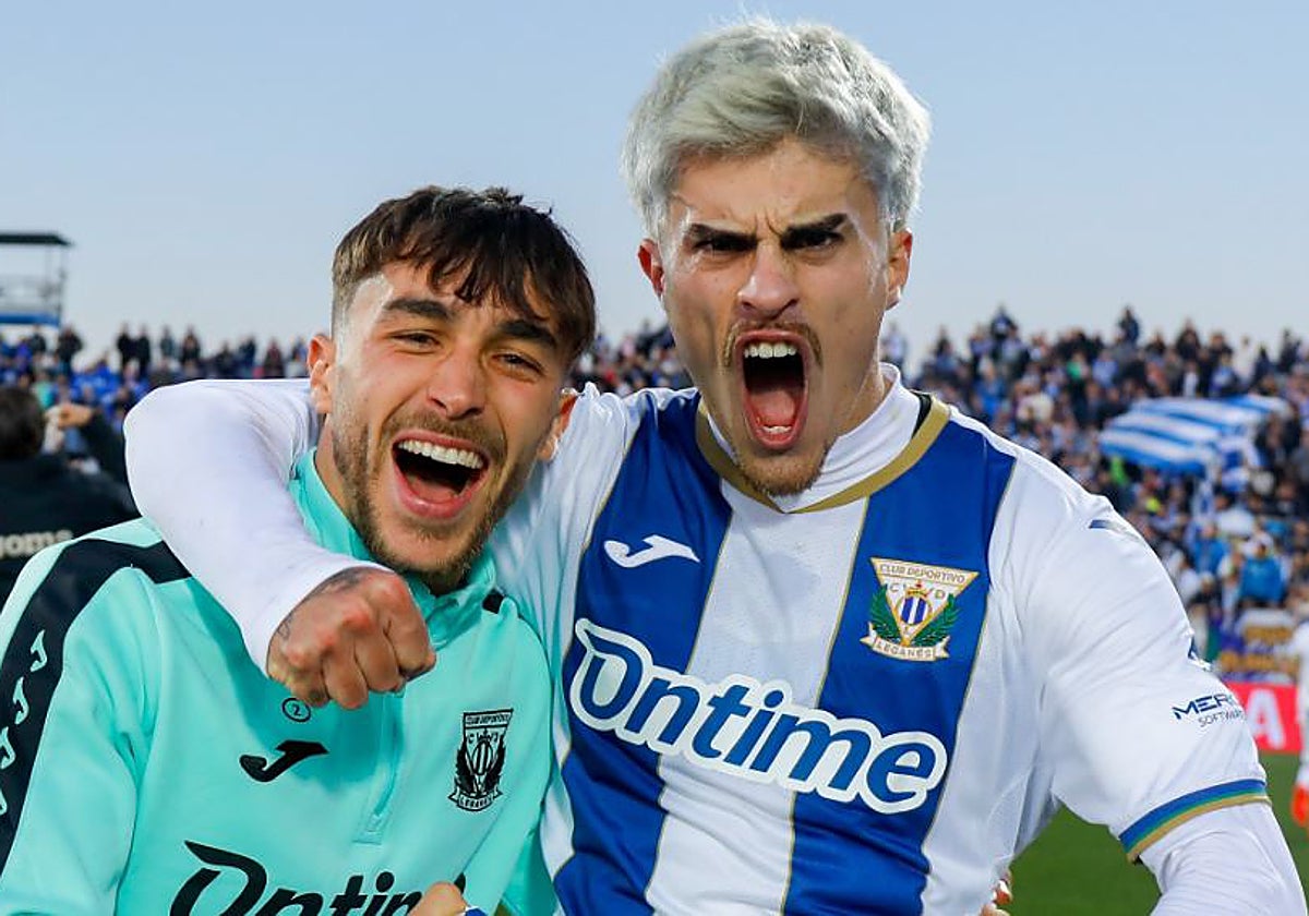 Juan Cruz celebra un triunfo del Leganés en el presente curso 2024-25