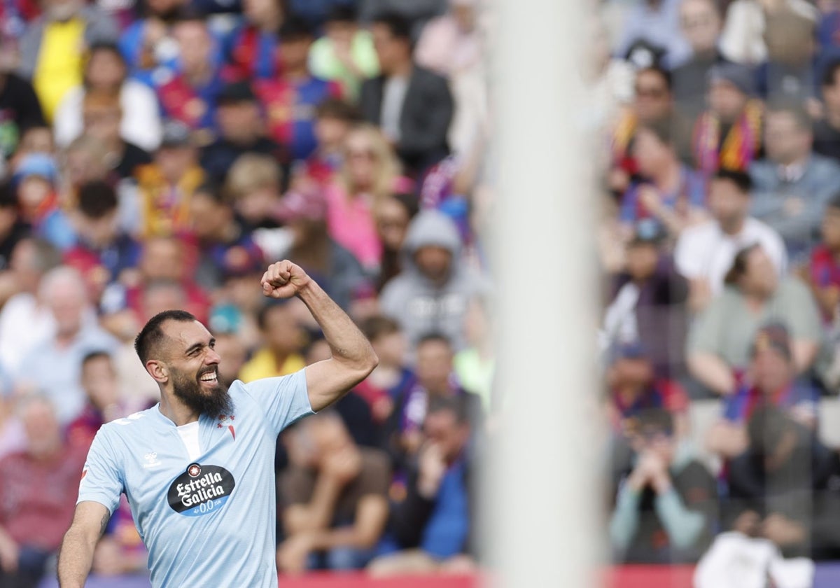 Borja Iglesias celebra un gol con el Celta esta temporada