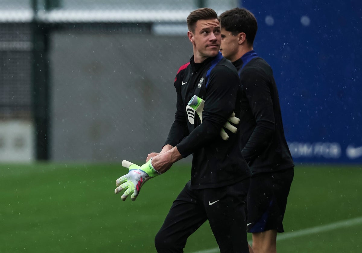 Ter Stegen, en el entrenamiento de este viernes