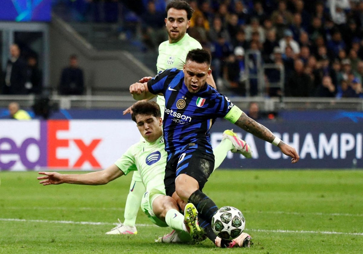 Jugada del penalti de Cubarsí a Lautaro