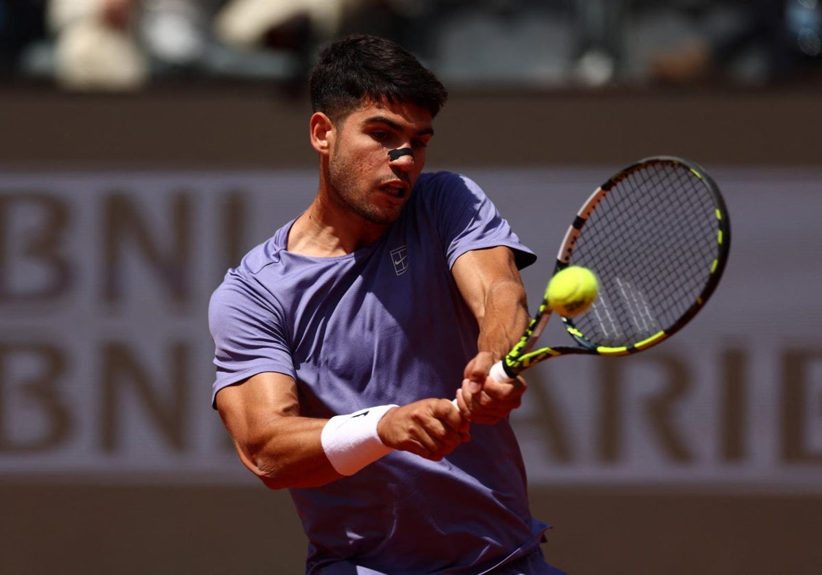 Carlos Alcaraz, durante el partido ante Dusan Lajovic