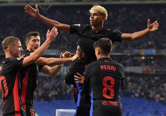 Lamine Yamal, durante el derbi ante el Espanyol