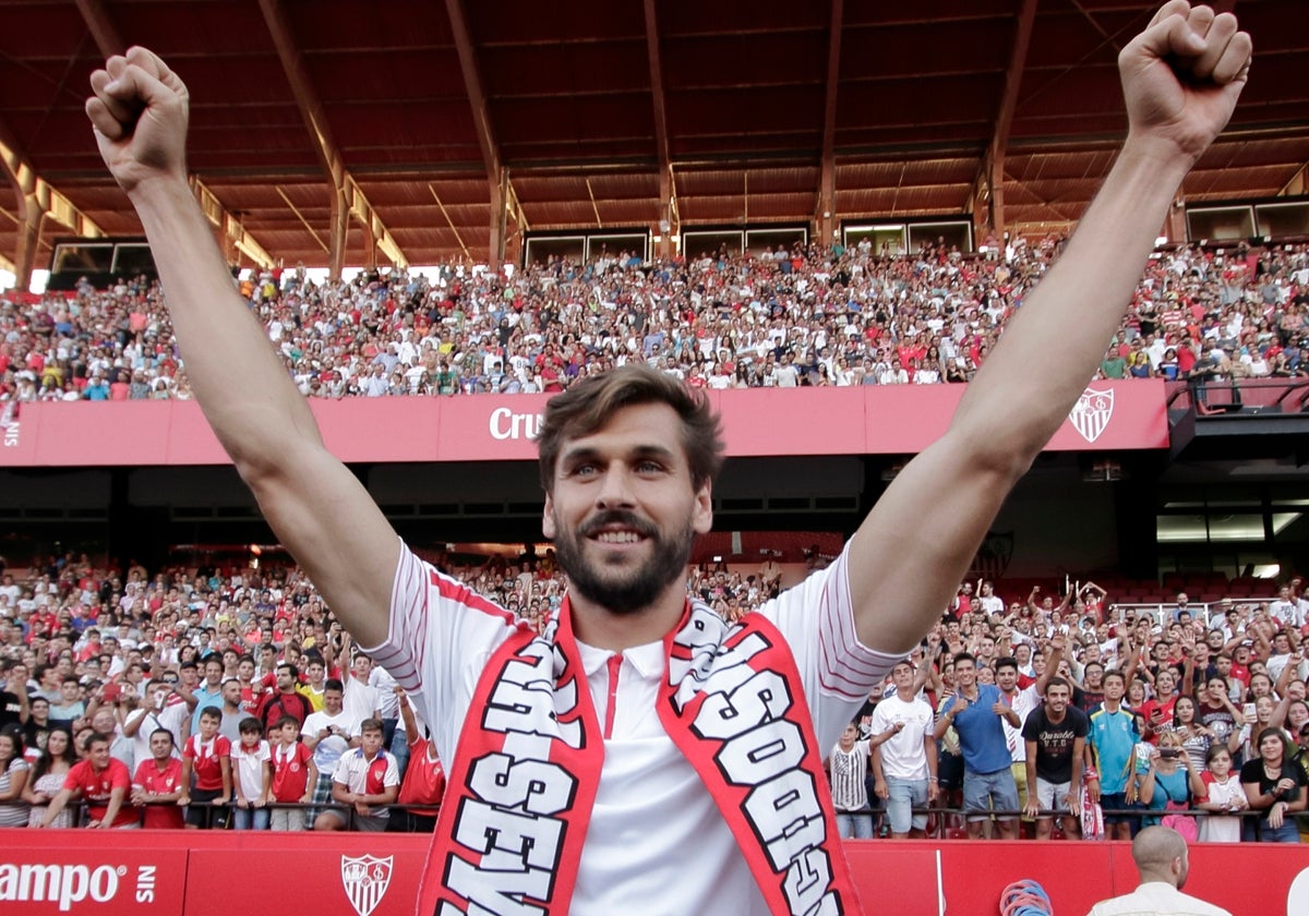 Fernando Llorente, en su presentación como jugador del Sevilla FC